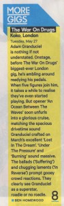 The War On Drugs - NME (live review) - 14.06.2014